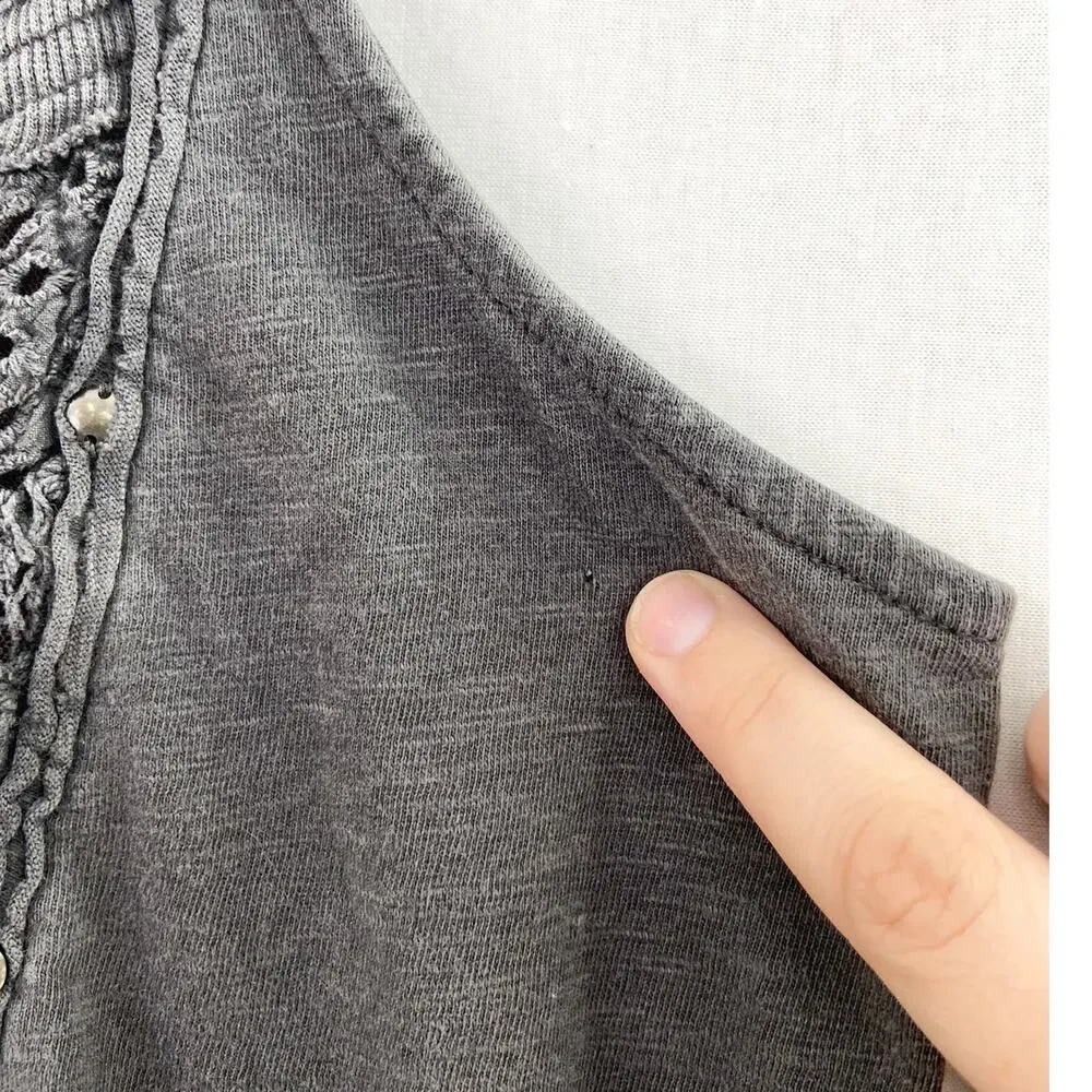 Free People Gray Crochet-Front Tank Top